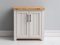 Buffet - Bois-Métal - 85 x 42 x 82 cm - Blanc-Bois naturel - Style campagne