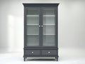 Vitrine - Bois-verre - 110 x 45 x 190 cm - Gris anthracite - Style classique