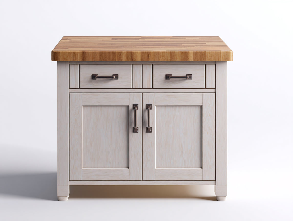 Buffet - Bois-Métal - 100 x 48 x 90 cm - Blanc-Bois naturel - Style campagne