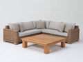 Canapé de jardin - Fibres tressées-Tissu-Bois - 270 x 270 x 80 cm - Naturel-Gris clair - Style naturel