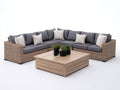 Canapé de jardin - Fibres tressées-Tissu-Bois - 282 x 282 x 80 cm - Naturel-Anthracite - Style contemporain