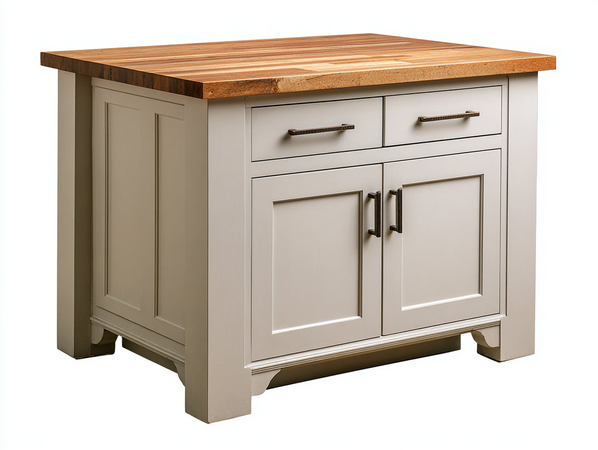Buffet - Bois-Métal - 120 x 60 x 90 cm - Blanc cassé-Bois naturel - Style campagne