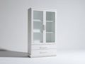 Vitrine - Bois-verre - 90 x 40 x 175 cm - Blanc - Style moderne