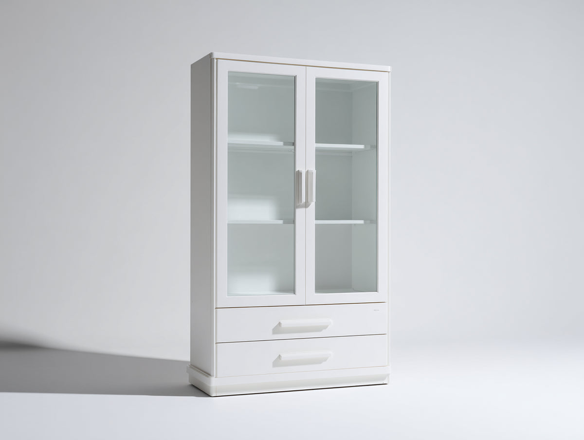 Vitrine - Bois-verre - 90 x 40 x 175 cm - Blanc - Style moderne