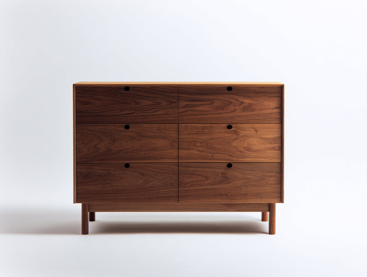 Commode - Bois - 120x45x90 cm - Brun noyer - Style moderne rétro