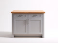 Buffet - Bois-Métal - 105 x 48 x 88 cm - Gris clair-Bois naturel - Style contemporain