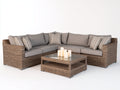 Canapé de jardin - Fibres tressées-Tissu - 276 x 276 x 79 cm - Taupe-Gris - Style contemporain