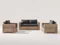Canapé de jardin - Fibres tressées-Tissu-Bois - 166 x 86 x 82 cm - Naturel-Anthracite - Style contemporain