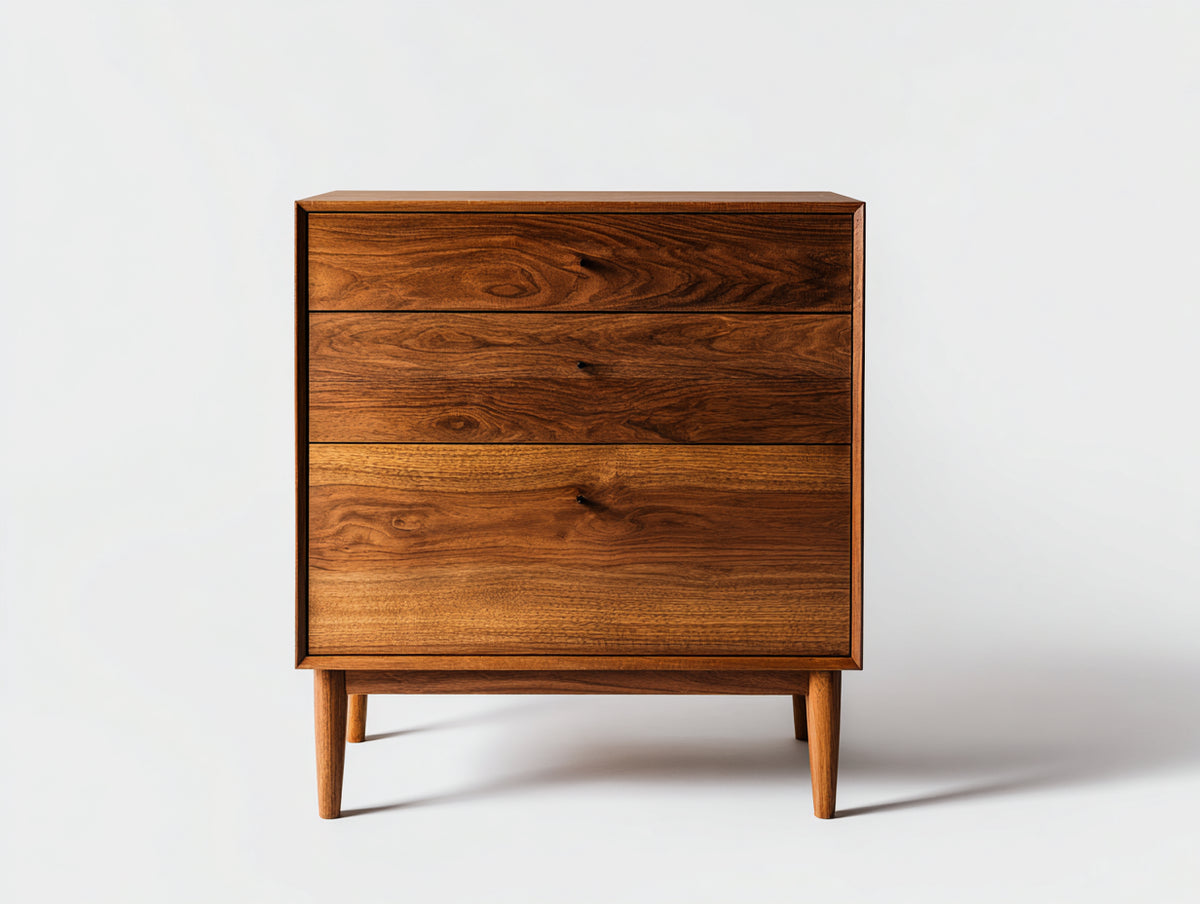 Commode - Bois - 80x40x90 cm - Brun noyer - Style rétro minimaliste