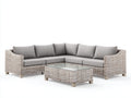 Canapé de jardin - Fibres tressées-Tissu - 258 x 258 x 78 cm - Gris clair-Gris - Style moderne
