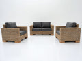 Canapé de jardin - Fibres tressées-Tissu-Bois - 162 x 84 x 81 cm - Naturel-Gris foncé - Style minimaliste
