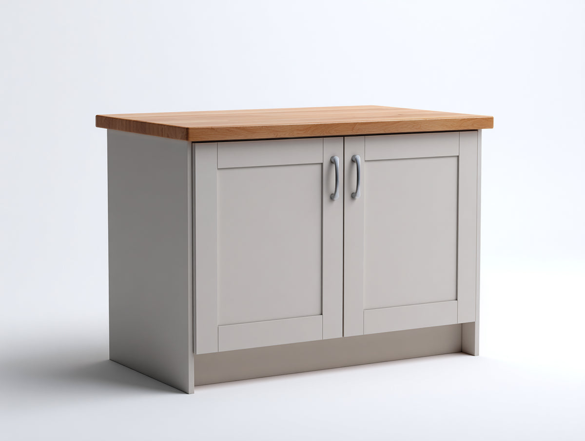 Buffet - Bois-Métal - 110 x 50 x 85 cm - Gris clair-Bois naturel - Style contemporain