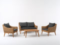 Canapé de jardin - Fibres tressées-Tissu-Bois - 148 x 79 x 82 cm - Naturel-Anthracite - Style moderne