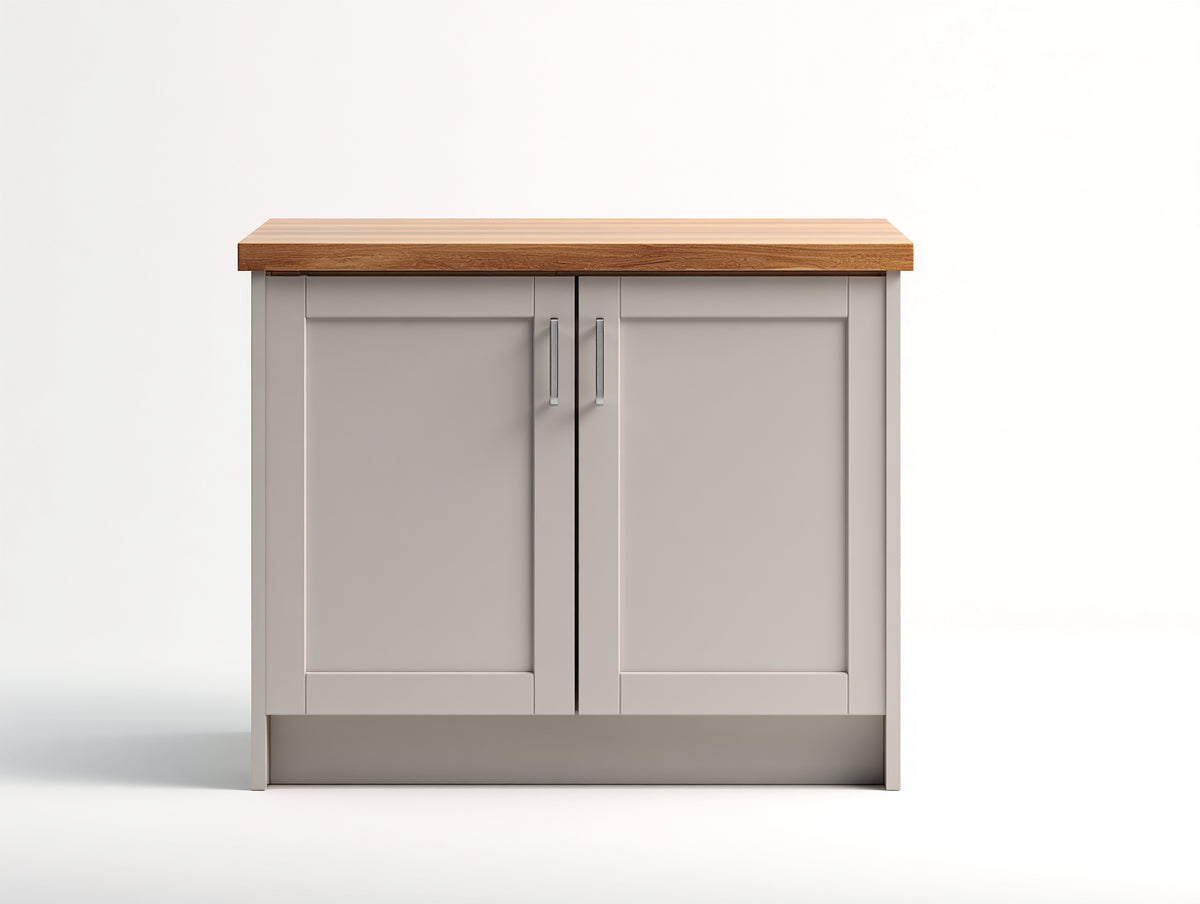 Buffet - Bois-Métal - 100 x 45 x 85 cm - Gris clair-Bois naturel - Style contemporain
