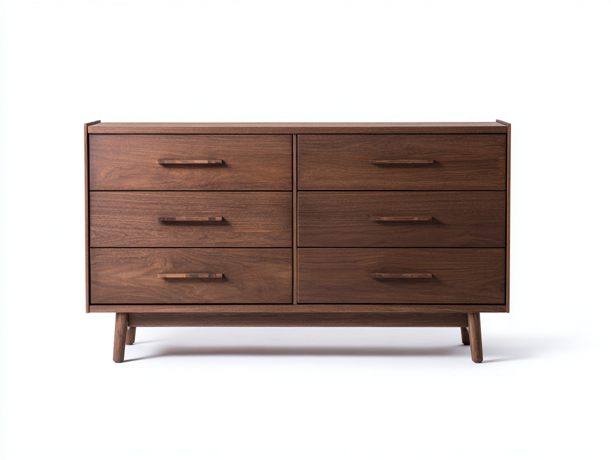 Commode - Bois - 150x45x78 cm - Brun noyer - Style rétro