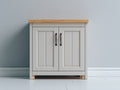 Buffet - Bois-Métal - 85 x 42 x 85 cm - Blanc-Bois naturel - Style campagne
