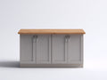 Buffet - Bois-Métal - 150 x 50 x 85 cm - Gris clair-Bois naturel - Style contemporain