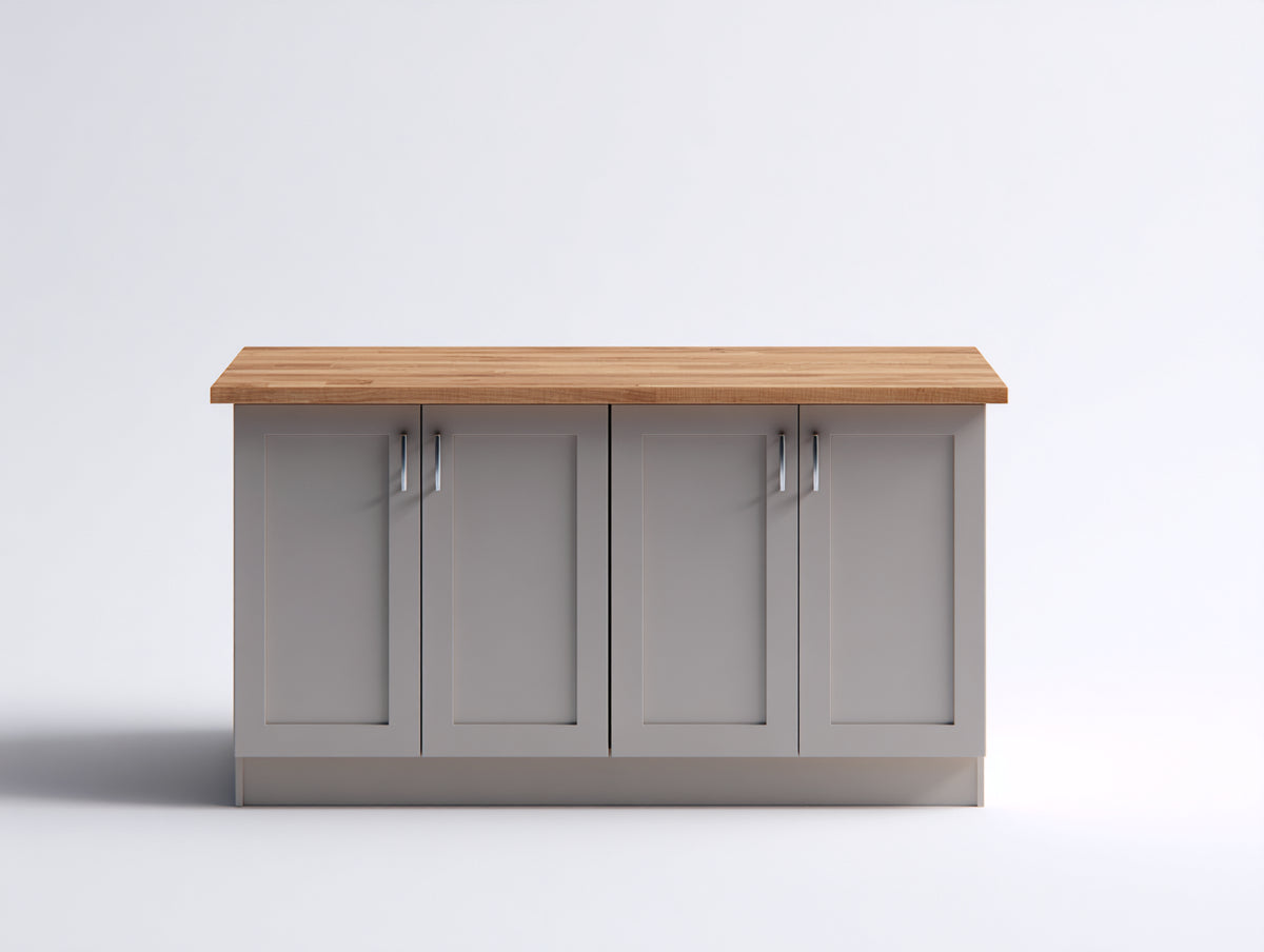Buffet - Bois-Métal - 150 x 50 x 85 cm - Gris clair-Bois naturel - Style contemporain