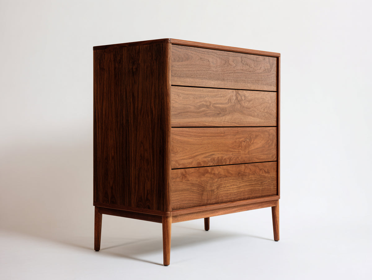 Commode - Bois - 85x43x110 cm - Brun noyer - Style minimaliste chaleureux