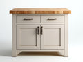 Buffet - Bois-Métal - 110 x 55 x 90 cm - Blanc cassé-Bois naturel - Style campagne