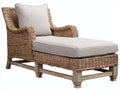 Bain de soleil - Rotin tressé-Tissu-Bois - 176 x 79 x 101 cm - Brun naturel-Beige-Brun patiné - Style campagne