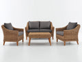 Canapé de jardin - Fibres tressées-Tissu-Bois - 152 x 82 x 84 cm - Naturel-Anthracite - Style moderne