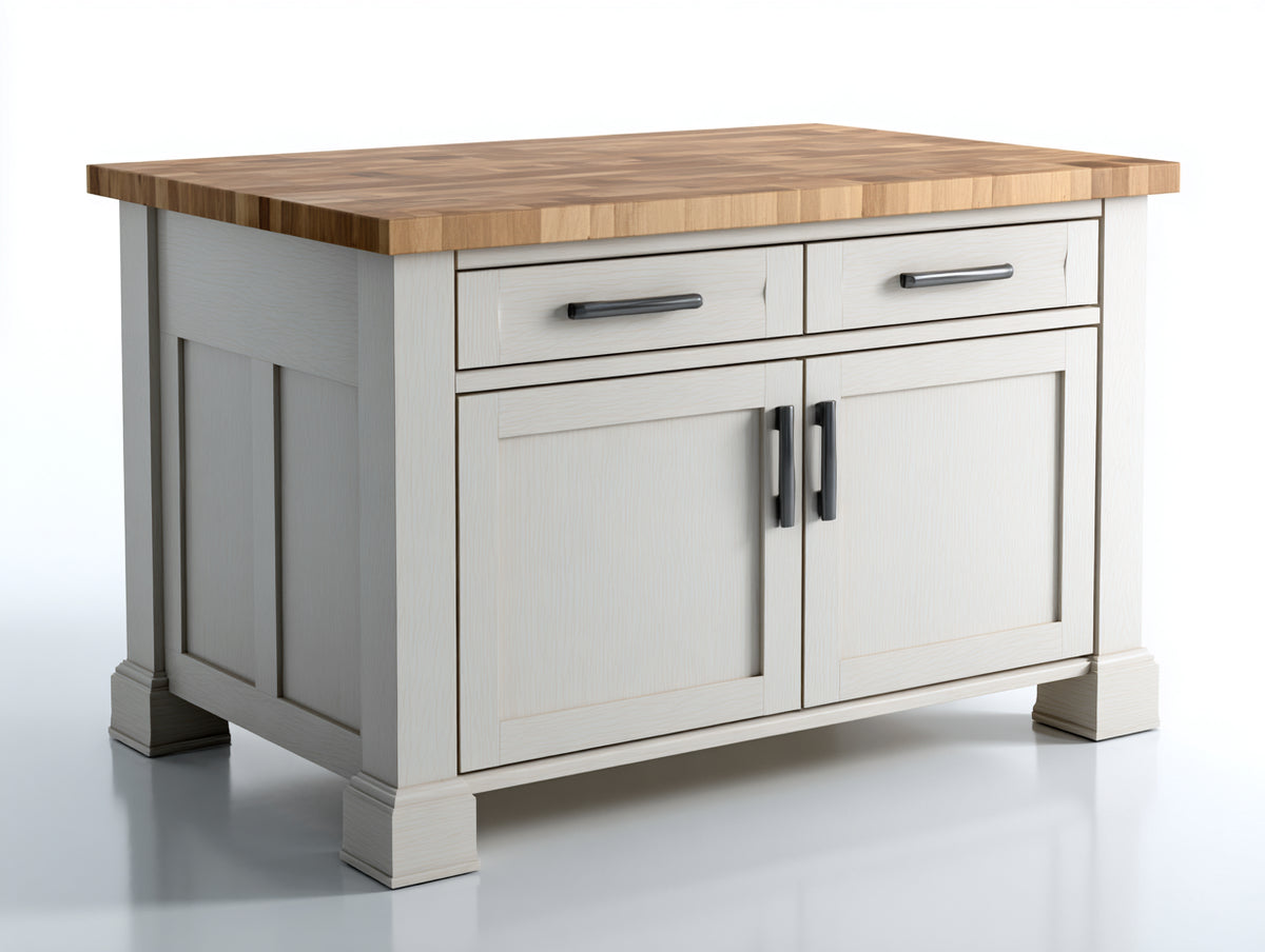 Buffet - Bois-Métal - 120 x 55 x 90 cm - Blanc-Bois naturel - Style campagne