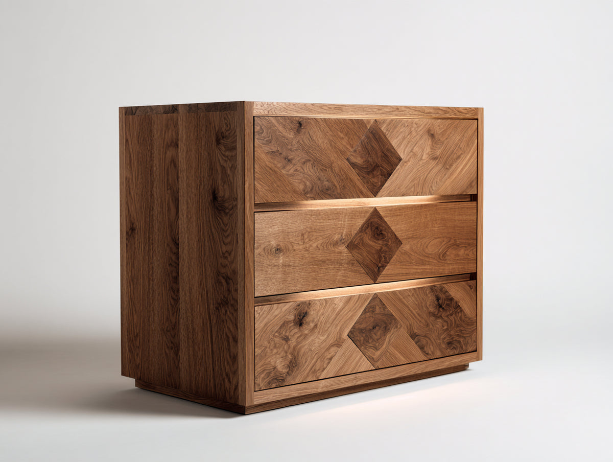Commode - Bois - 95x45x90 cm - Brun naturel - Style géométrique contemporain