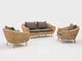 Canapé de jardin - Fibres tressées-Tissu-Bois - 178 x 90 x 82 cm - Naturel-Taupe - Style organique