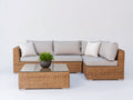 Canapé de jardin - Fibres tressées-Tissu - 245 x 168 x 78 cm - Naturel-Gris clair - Style moderne