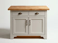 Buffet - Bois-Métal - 105 x 50 x 90 cm - Blanc cassé-Bois naturel - Style campagne