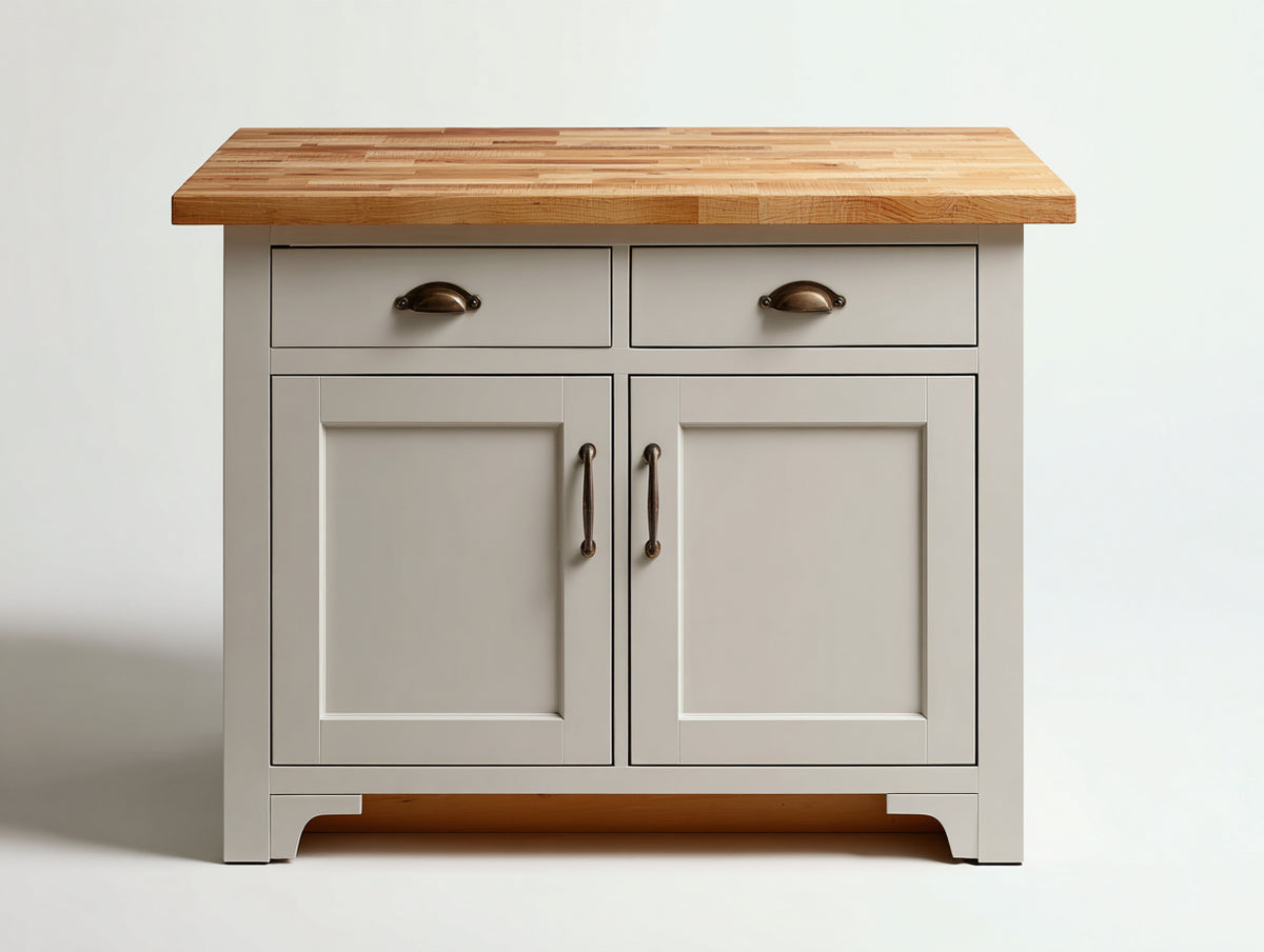 Buffet - Bois-Métal - 105 x 50 x 90 cm - Blanc cassé-Bois naturel - Style campagne