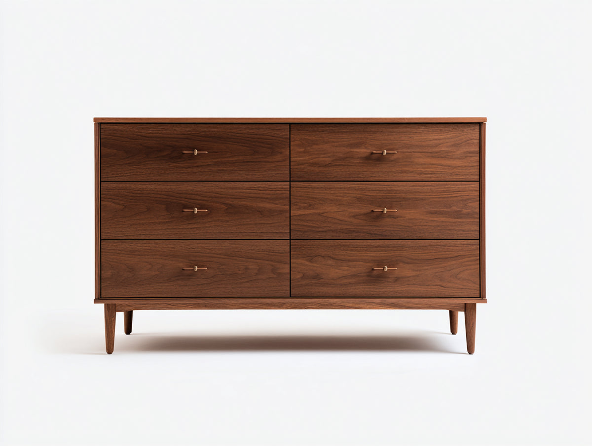 Commode - Bois - 80x40x90 cm - Brun noyer - Style rétro