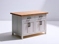 Buffet - Bois-Métal - 125 x 55 x 90 cm - Blanc cassé-Bois naturel - Style campagne moderne