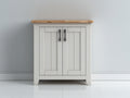 Buffet - Bois-Métal - 80 x 40 x 82 cm - Blanc-Bois naturel - Style campagne