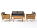 Canapé de jardin - Fibres tressées-Tissu-Bois - 158 x 82 x 84 cm - Naturel-Anthracite - Style moderne